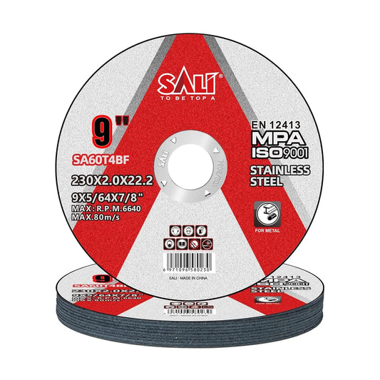 SALI 10 Pack Cut Off Wheels 9 Inch General Purpose Stainless Steel Cutting Wheel for 9" Grinders- Cutting Disc Aggressive Cutting 9" x 5/64" x 7/8" Operating Up to 6640 RPM and 80 M/S