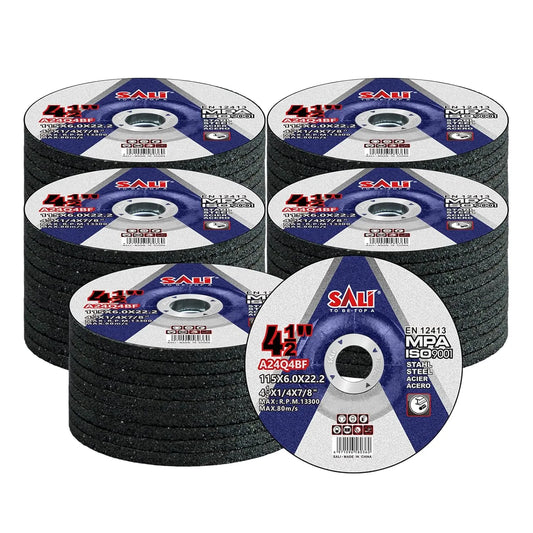 SALI 50 Pack 4-1/2 Inch Grinding Wheels for General Purpose Metal & Stainless Steel, Aluminum Oxide Grinding Disc for Angle Grinder, Depressed Center 4.5" * 1/4" * 7/8"(115 * 6.0 * 22.2 mm)