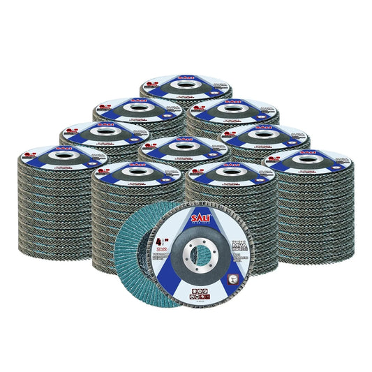 Sali 100 Pack Zirconia Flap Disc 40 Grit 4.5" x 7/8-Inch Sanding Disc Bevel Type #29 Premium and Industrial Grade Angle Grinder Grinding Wheel High Performance Edge Grinding