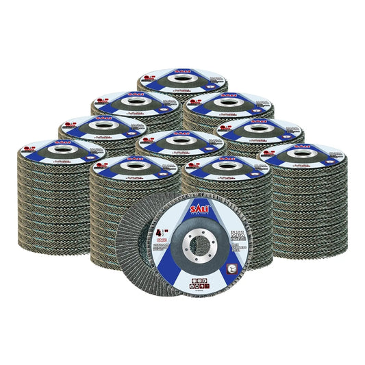 Sali 100 Pack Flap Disc 60 Grit 4.5" x 7/8-Inch Sanding Disc Bevel Type #29 Premium and Industrial Grade Angle Grinder Grinding Wheel High Performance Edge Grinding