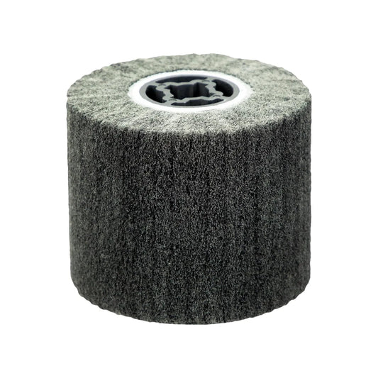 SALI Non Woven Wire Abrasive Drawing Polishing Burnishing Wheel Flap Brush Wire Brush Drum Surface Conditioning Tool for Metal Surface Polishing Grinding Removing Rust 120x100x19mm (400 Grit)