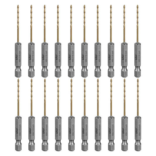 SALI Cobalt Drill Bit Set,20 Pack 1/16 Inch High Speed Steel Hex Shank Jobber Drill Bits, for Hardwood, Aluminum,Metal,Copper,Alloyed Steel