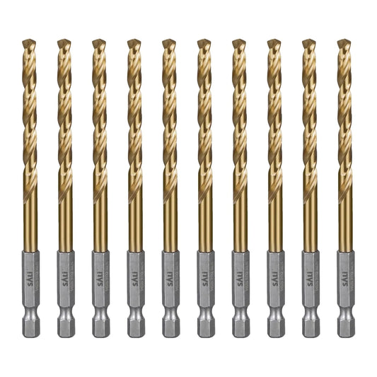 SALI Cobalt Drill Bit Set,10 Pack 7/32 Inch High Speed Steel Hex Shank Jobber Drill Bits, for Hardwood, Aluminum,Metal,Copper,Alloyed Steel