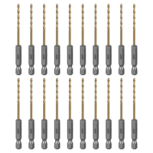 SALI Cobalt Drill Bit Set,20 Pack 3/32 Inch High Speed Steel Hex Shank Jobber Drill Bits, for Hardwood, Aluminum,Metal,Copper,Alloyed Steel
