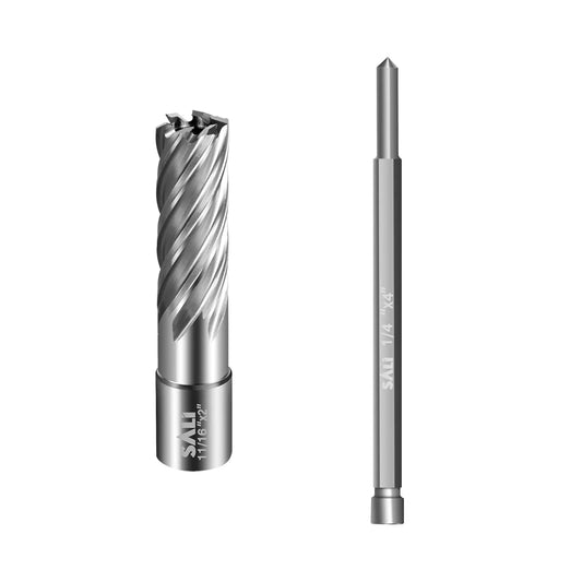 SALI Annular Cutter Diameter 11/16 Inch with Weldon Shank 3/4" (with 2 Flats) Cutting Depth 2" Mag Drill Bit for Magnetic Drill Press HSS Fully Ground Drill with One 1/4"*4" Pilot Pin
