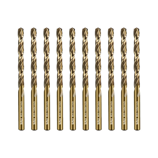 SALI Cobalt Drill Bit Set, 10Pcs 15/64" M35 High Speed Steel Jobber Length Drill Bit Kit for Hardened Metal, Stainless Steel, Cast Iron, Wood and Plastic, with Index Storage Case
