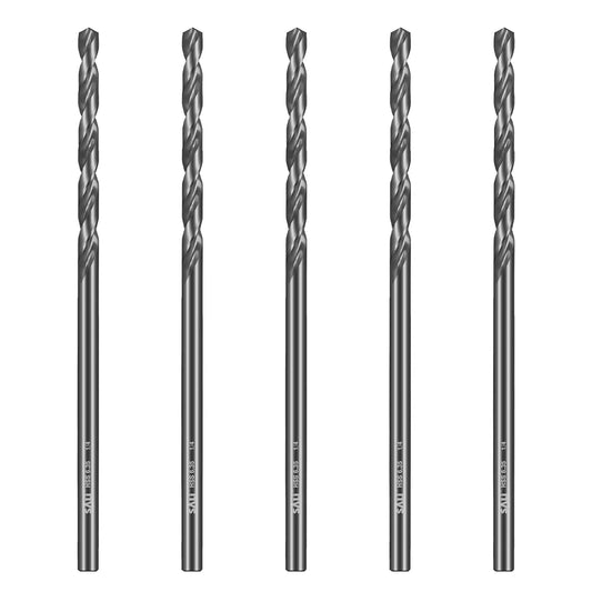 SALI Cobalt Aircraft Extension Drill Bits 5 pcs,1/4"×6" Long Length Drill Bits for Drilling into Sheet Metal, Stainless, Aluminum, Wood, & Copper