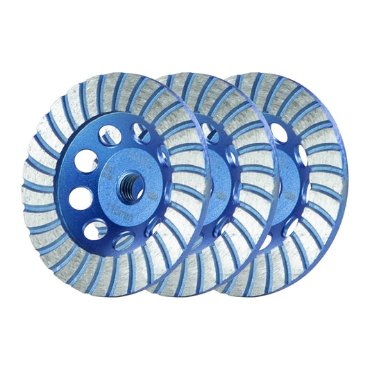 SALI 4.5 Inch 3pcs Concrete Grinding Wheels 27 Turbo Diamond Segments 5/8-11 Arbor Diamond Grinding Wheel Fit for Paint, Epoxy, Mastic Coating Removal