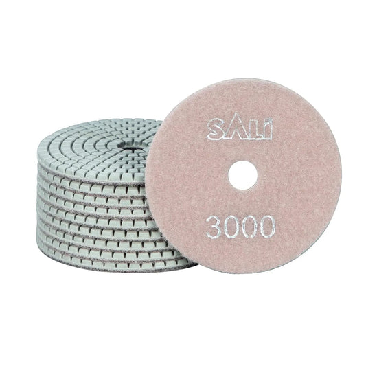 Sali 10 Pack Diamond Polishing Pads 4 Inch Wet Granite Stone Polish Pad Kit for Drill, Grinder, Polisher Polishing Pad for Concrete Marble Stone Countertop Quartz 3000 Grit