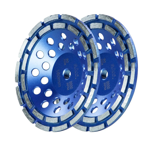SALI 7 Inch 2pcs Concrete Grinding Wheels 28 Turbo Diamond Segments 5/8-11 Arbor Diamond Grinding Wheel Fit for Paint, Epoxy, Mastic, Coating Removal