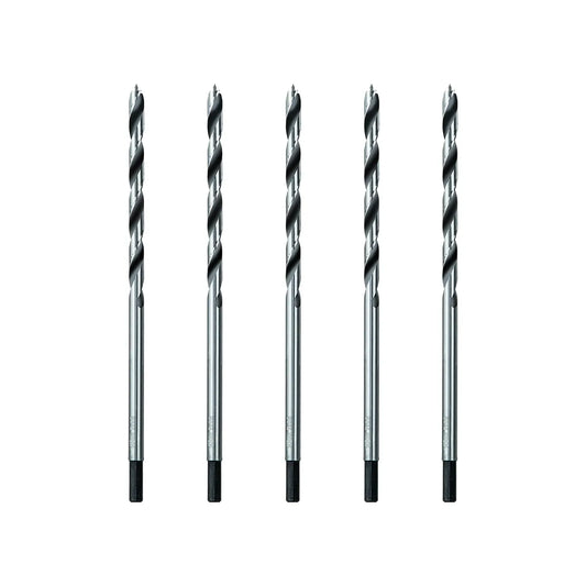 Sali 5pcs 7/16 inch Brad Point Wood Drill Bit Set Carbon Steel Wood Drill Bit Set for Hardwood, Plywood, Plastic Round Holes in All Types of Wood Extra Long 11 Inch