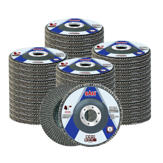 Sali 48 Pack Flap Disc 60 Grit 4.5" x 7/8-Inch Sanding Disc Bevel Type #29 Premium and Industrial Grade Angle Grinder Grinding Wheel High Performance Edge Grinding