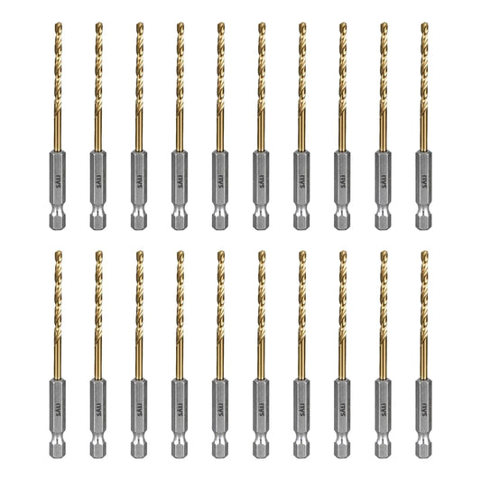 SALI Cobalt Drill Bit Set,20 Pack 1/8 Inch High Speed Steel Hex Shank Jobber Drill Bits, for Hardwood, Aluminum,Metal,Copper,Alloyed Steel