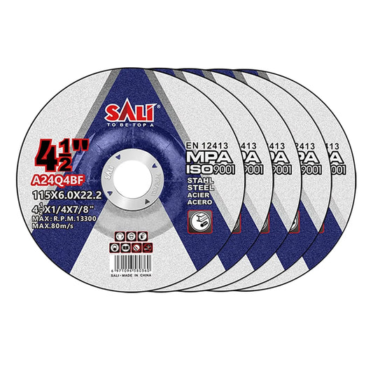 SALI 5 Pack 4-1/2 Inch Grinding Wheels for General Purpose Metal & Stainless Steel, Aluminum Oxide Grinding Disc for Angle Grinder, Depressed Center 4.5" * 1/4" * 7/8"(115 * 6.0 * 22.2 mm)