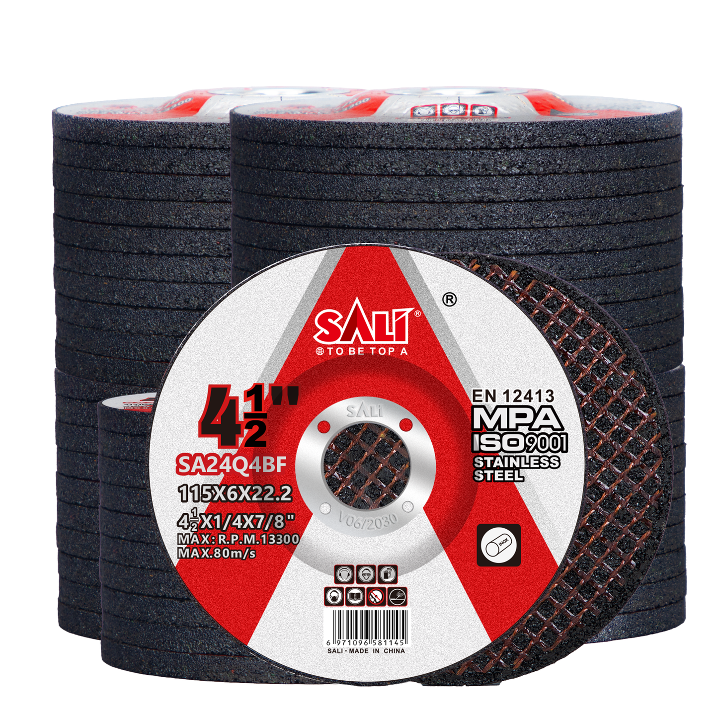 SALI 4-1/2 Inch Grinding Wheels, 6.0mm Thick Aluminum Oxide Type 27 Depressed Center Grinding Discs for Angle Grinder, Heavy Duty Abrasive Wheels for Stainless Steel and Metal Grinding