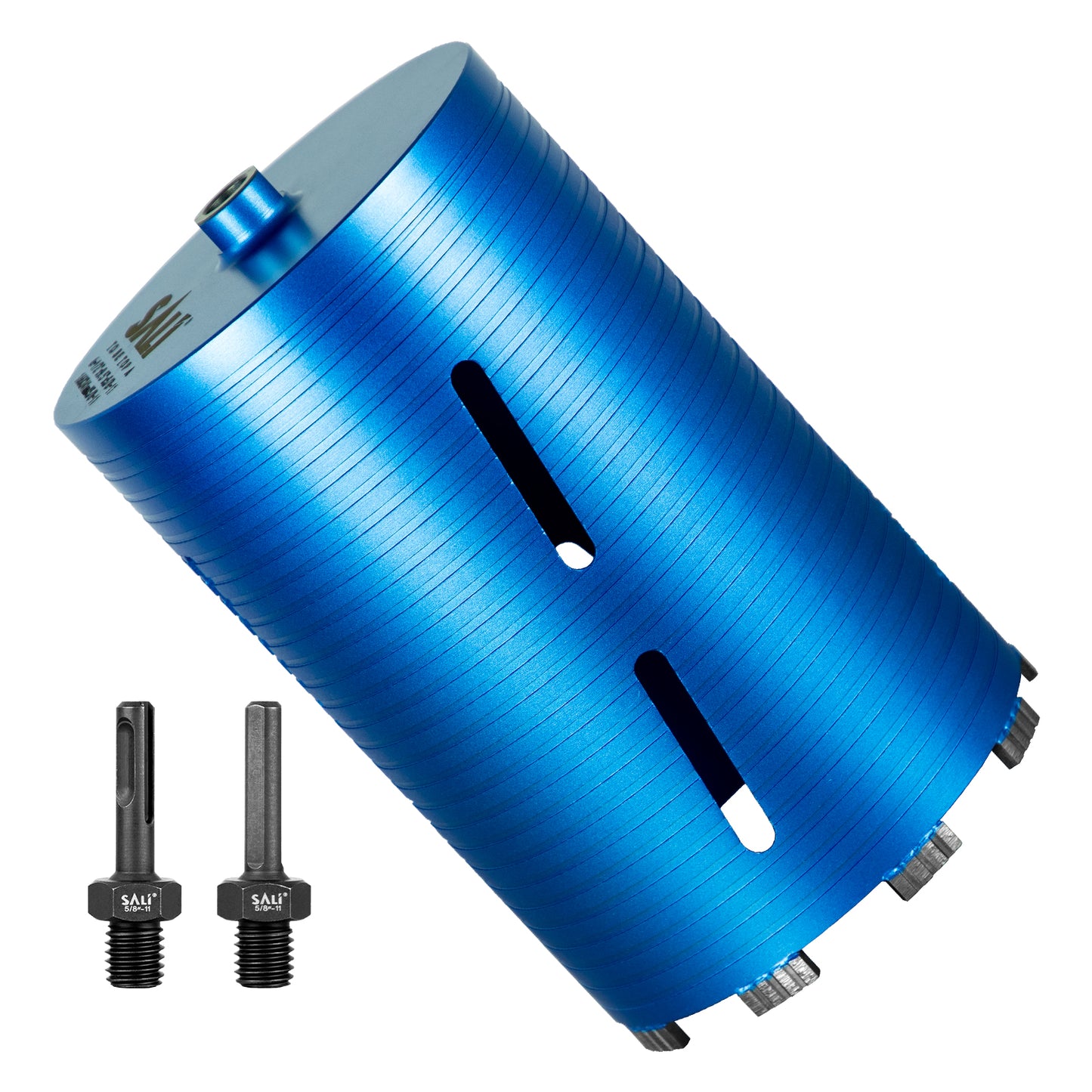 SALI Diamond Core Drill Bits Diameter 10"/254mm Drilling Depth 5/8-11" Thread Core Bit Turbo Laser-Welded Segments for Cured Concrete with, Brick, Block, Masonry, with Two Adapters