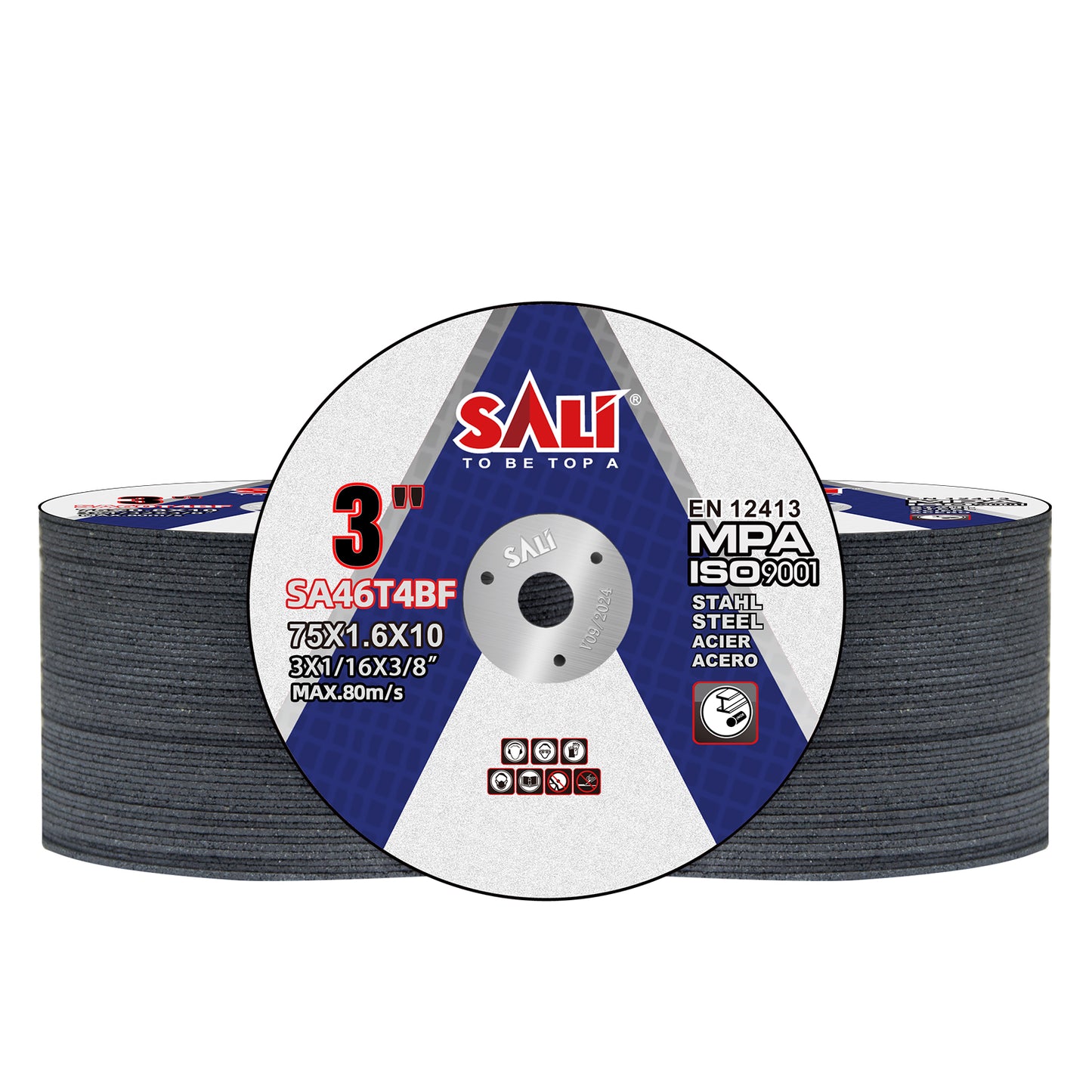 SALI Cut Off Wheels 3 Inch General Purpose Metal Cutting Wheel for 3 in Angle Grinders and Die Grinders- Cutting Disc Aggressive Cutting 3" x 1/16" x 3/8" Operating Up to 20380 RPM and 80 M/S