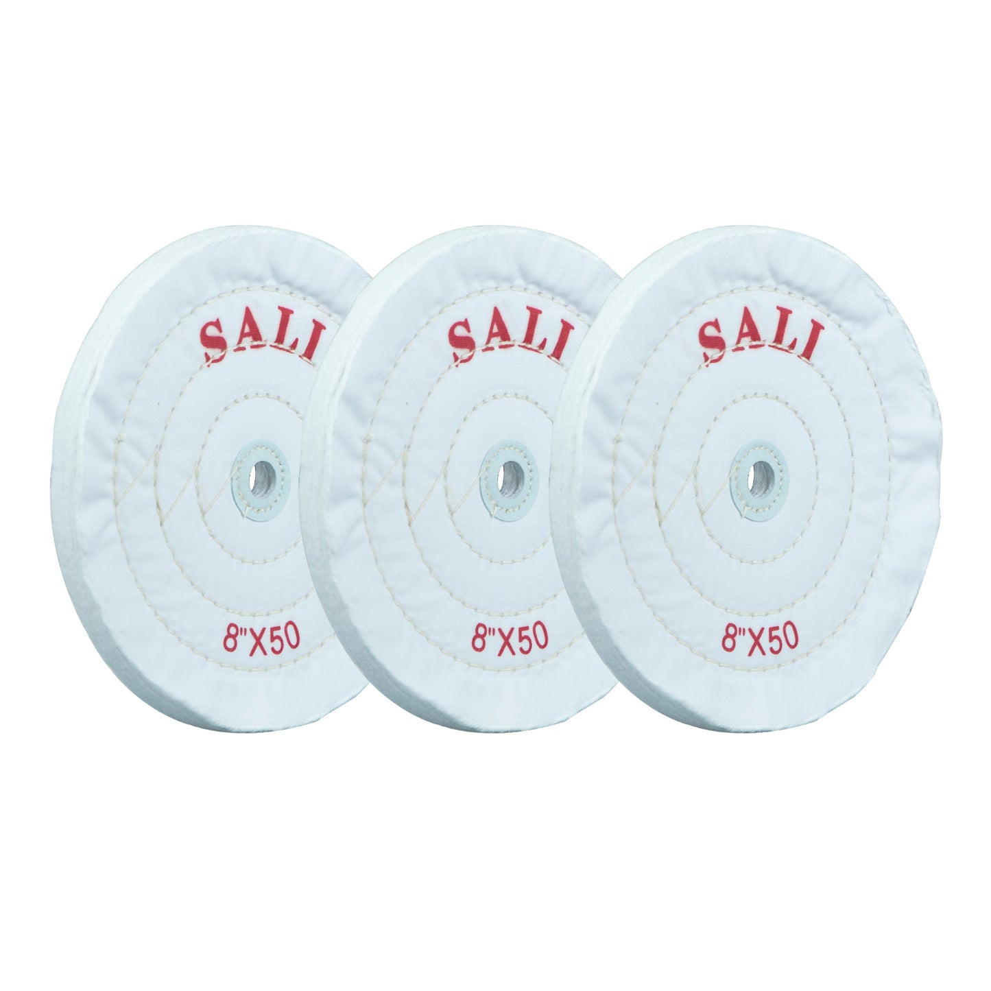 SALI 3 Pack Polishing Wheel for Bench Grinder Buffing Wheel 8 inch Cotton (50 Ply) for Buffer Polisher Fine Polish Pad 5/8'' Arbor Hole with Polishing Compound Kit