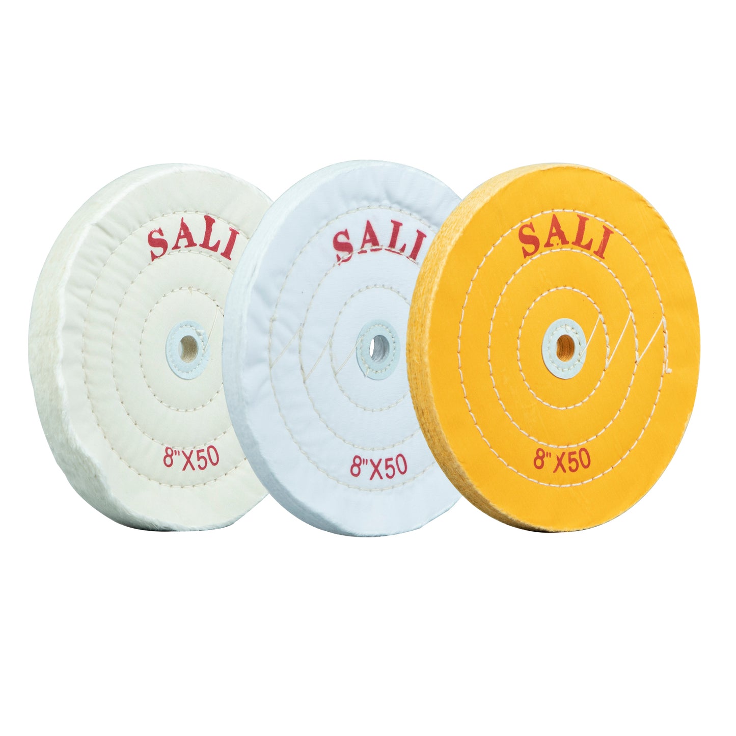SALI 3 Pack Polishing Wheel for Bench Grinder Buffing Wheel 8 inch Cotton (50 Ply) for Buffer Polisher Fine Polish Pad 5/8'' Arbor Hole with Polishing Compound Kit