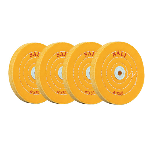 SALI 4 Pack Polishing Wheel for Bench Grinder Buffing Wheel 6 Inch for Buffer Polisher Pad 1/2'' Arbor Hole