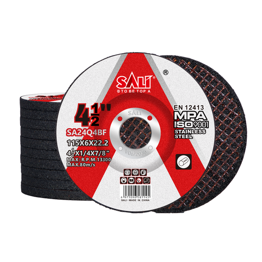 SALI 4-1/2 Inch Grinding Wheels, 6.0mm Thick Aluminum Oxide Type 27 Depressed Center Grinding Discs for Angle Grinder, Heavy Duty Abrasive Wheels for Stainless Steel and Metal Grinding