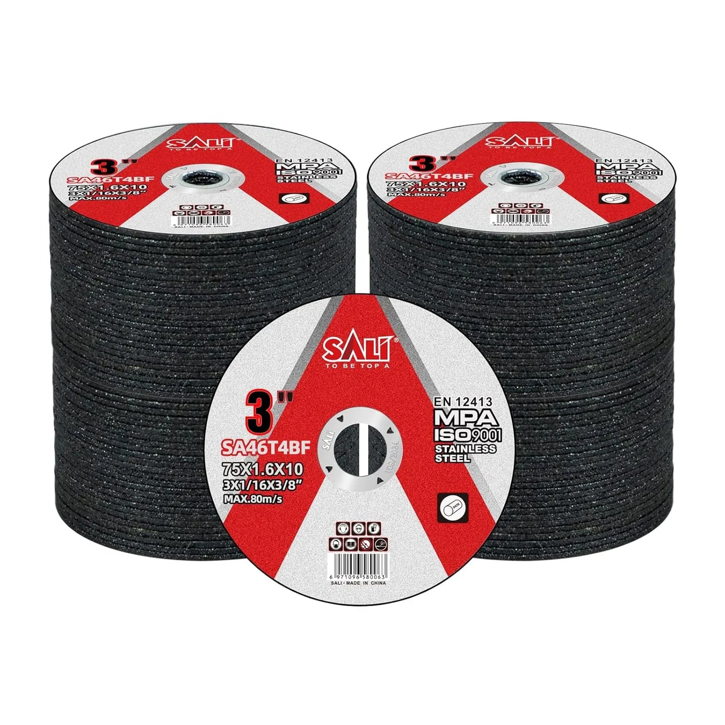 SALI 100 Pack Cut Off Wheels Cutting Wheels 3" x 1/16" x 3/8" Professional Cutting Stainless Steel for 3 in Angle Grinders and Die Grinders- Cutting Disc Aggressive Cutting Operating Up to 20380 RPM