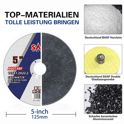 SALI 25 Pack Cut Off Wheel 5 Inch General Purpose Metal Cutting Wheel for 5" Grinders- Cutting Disc Aggressive Cutting 5" x 3/64" x 7/8" Operating Up to RPM 12200 and 80 M/S