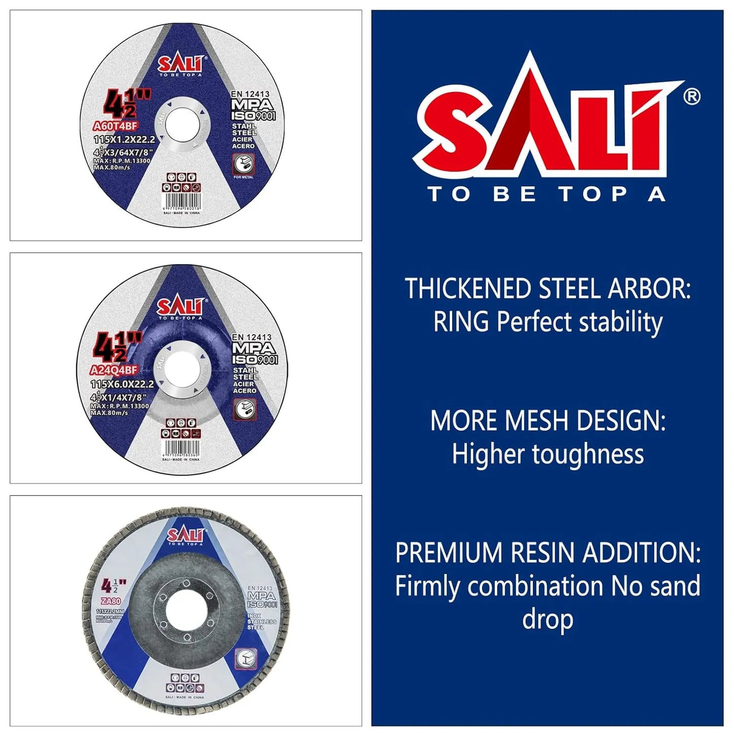 SALI 26pcs Grinding & Cutting Wheels 4.5" Set,Angle Grinder Wheel Set,20pcs Cut Off Wheels,3pcs Grinding Wheel,3pcs 4.5” Flap Discs, with 7/8" Arbor for Angle Grinder for Cutting Grinding