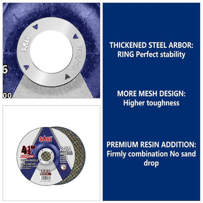 SALI 25 Pack 4-1/2 Inch Grinding Wheels for General Purpose Metal & Stainless Steel, Aluminum Oxide Grinding Disc for Angle Grinder, Depressed Center 4.5" * 1/4" * 7/8"(115 * 6.0 * 22.2 mm)