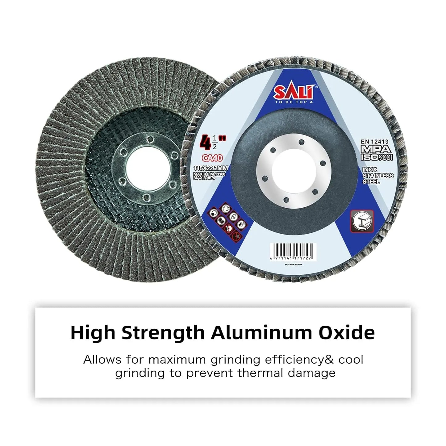 Sali 48 Pack Flap Disc 40 Grit 4.5" x 7/8-Inch Sanding Disc Bevel Type #29 Premium and Industrial Grade Angle Grinder Grinding Wheel High Performance Edge Grinding