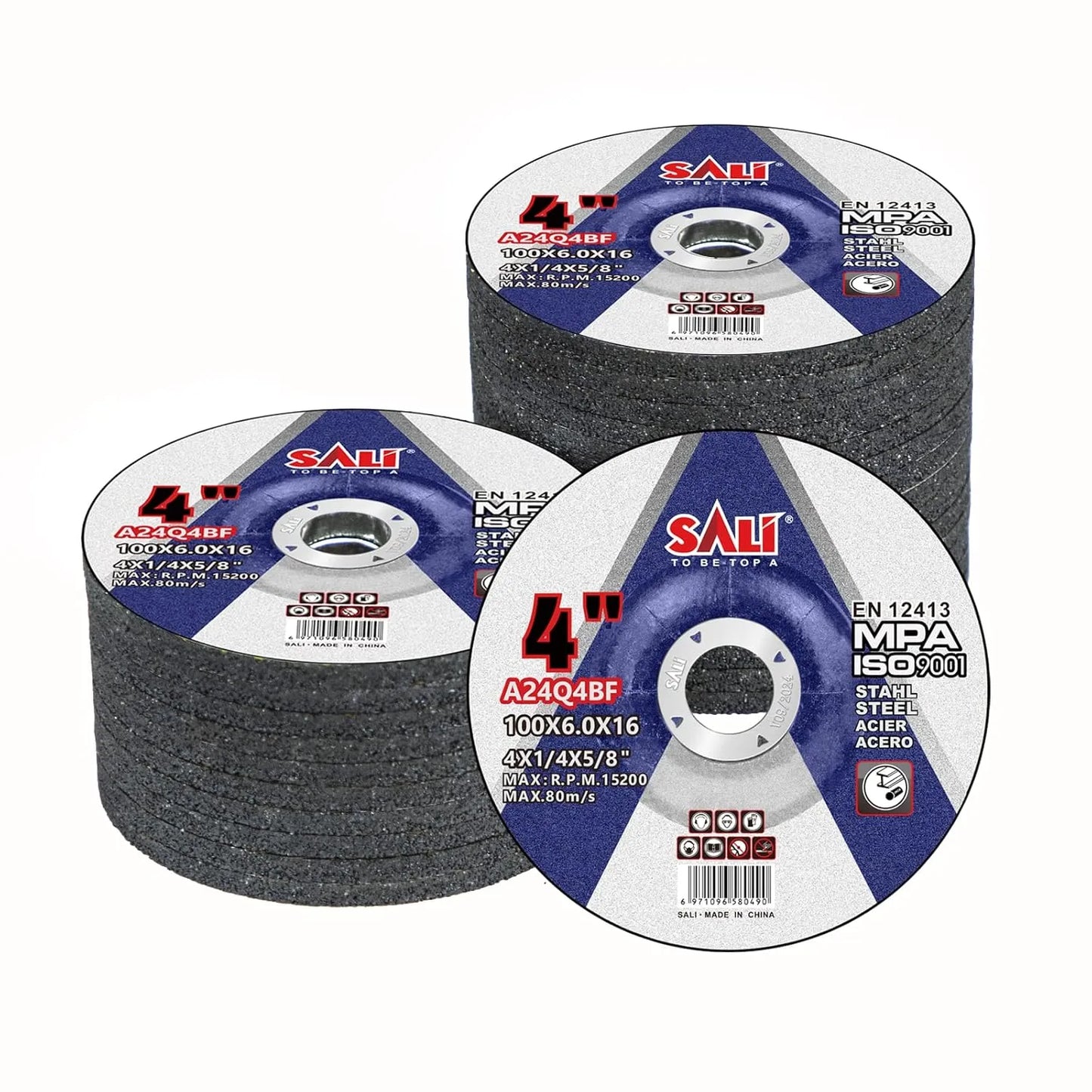 SALI 25 Pack 4 Inch Grinding Wheels for General Purpose Metal & Stainless Steel, Aluminum Oxide Grinding Disc for Angle Grinder, Depressed Center 4" * 1/4" * 5/8"(100 * 6.0 * 16 mm)