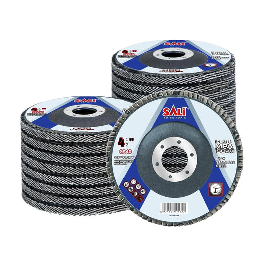 Sali 20 Pack Flap Disc 40 Grit 4.5" x 7/8-Inch Sanding Disc Bevel Type #29 Premium and Industrial Grade Angle Grinder Grinding Wheel High Performance Edge Grinding