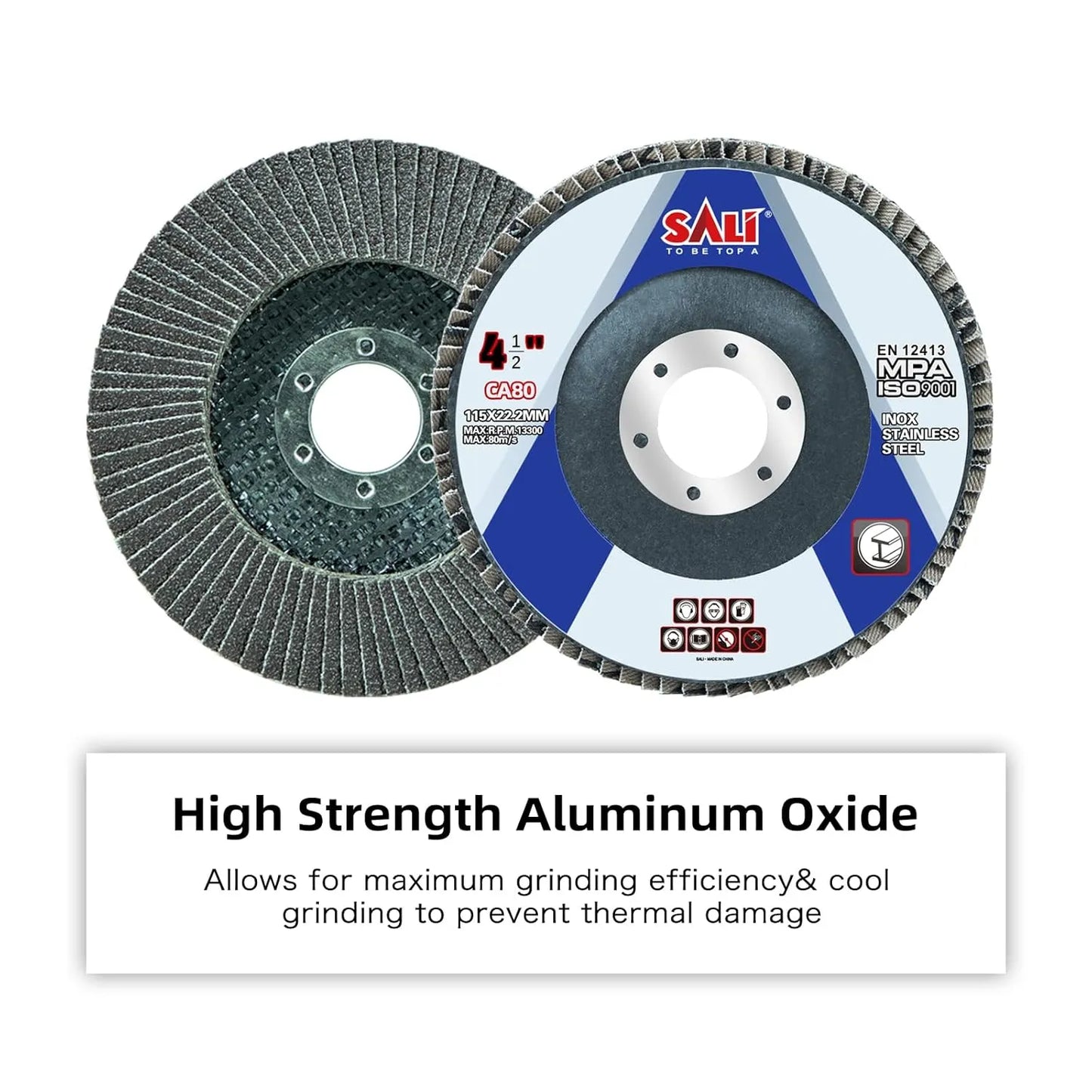 Sali 48 Pack Flap Disc 80 Grit 4.5" x 7/8-Inch Sanding Disc Bevel Type #29 Premium and Industrial Grade Angle Grinder Grinding Wheel High Performance Edge Grinding