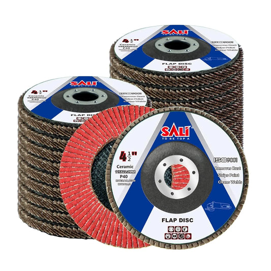 Sali 20 Pack Ceramic Flap Disc 40 Grit 4.5" x 7/8 Inch Sanding Disc Bevel Type #29 Premium and Industrial Grade Angle Grinder Grinding Wheel High Performance Edge Grinding