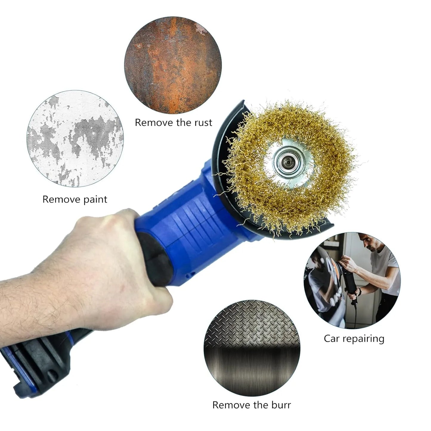 SALI 12 Pack Wire Cup Brush, 3 Inch Coarse Crimped Cup Brush for Grinders, with 5/8 Inch Arbor for Heavy Cleaning Rust, Stripping and Abrasive, for Angle Grinder