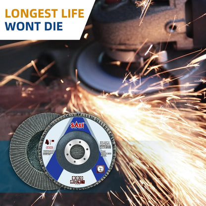Sali 12 Pack Flap Disc 80 Grit 4.5" x 7/8-Inch Sanding Disc Bevel Type #29 Premium and Industrial Grade Angle Grinder Grinding Wheel High Performance Edge Grinding