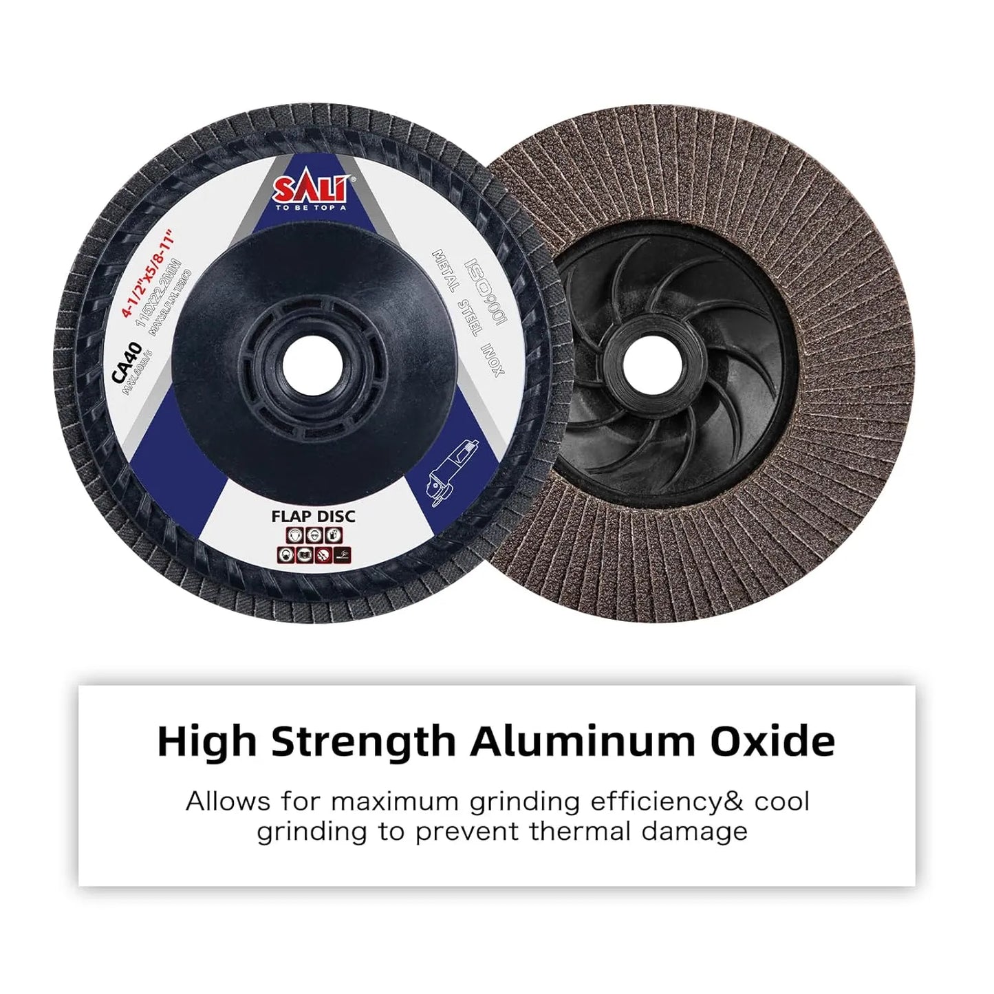Sali 10 Pack Flap Disc 40 Grit 4.5" x 5/8-11 Sanding Disc Bevel Type #27 Premium and Industrial Grade Angle Grinder Grinding Wheel Finishing for Stainless Steel, Sheet Metal