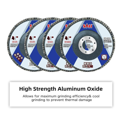 Sali 10 Pack Zirconia Flap Disc 40 Grit 4PCS/ 60 Grit 2PCS/ 80 Grit 2PCS/120 Grit 2PCS 4.5" x 7/8-Inch Sanding Disc Bevel Type #29 Premium and Industrial Grade High Performance Edge Grinding Wheel