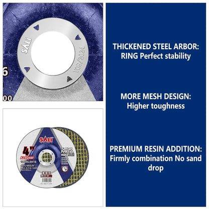 SALI 4 Inch Grinding Wheels for General Purpose Metal & Stainless Steel, Aluminum Oxide Grinding Disc for Angle Grinder, Depressed Center 4" * 1/4" * 5/8"(100 * 6.0 * 16 mm)