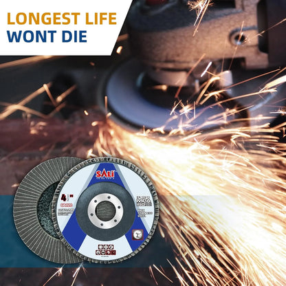 Sali 12 Pack Flap Disc 120 Grit 4.5" x 7/8-Inch Sanding Disc Bevel Type #29 Premium and Industrial Grade Angle Grinder Grinding Wheel High Performance Edge Grinding