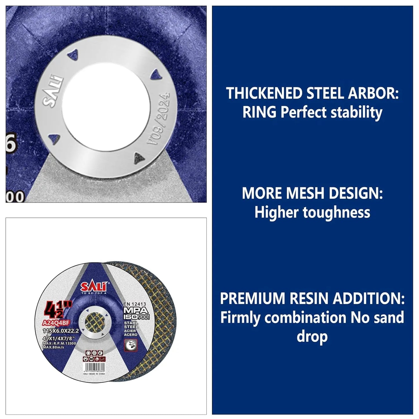 SALI 5 Pack 4-1/2 Inch Grinding Wheels for General Purpose Metal & Stainless Steel, Aluminum Oxide Grinding Disc for Angle Grinder, Depressed Center 4.5" * 1/4" * 7/8"(115 * 6.0 * 22.2 mm)