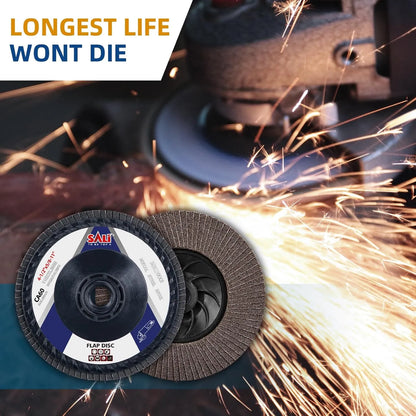 Sali 10 Pack Flap Disc 60 Grit 4.5" x 5/8-11 Sanding Disc Bevel Type #27 Premium and Industrial Grade Angle Grinder Grinding Wheel Finishing for Stainless Steel, Sheet Metal