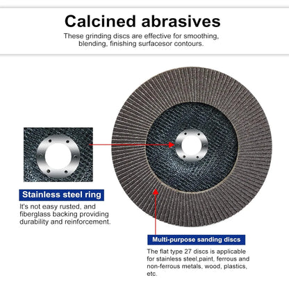 Sali 10 Pack Flap Disc 120 Grit 7" x 7/8-Inch Sanding Disc Bevel Type #29 Premium and Industrial Grade Angle Grinder Grinding Wheel High Performance Edge Grinding