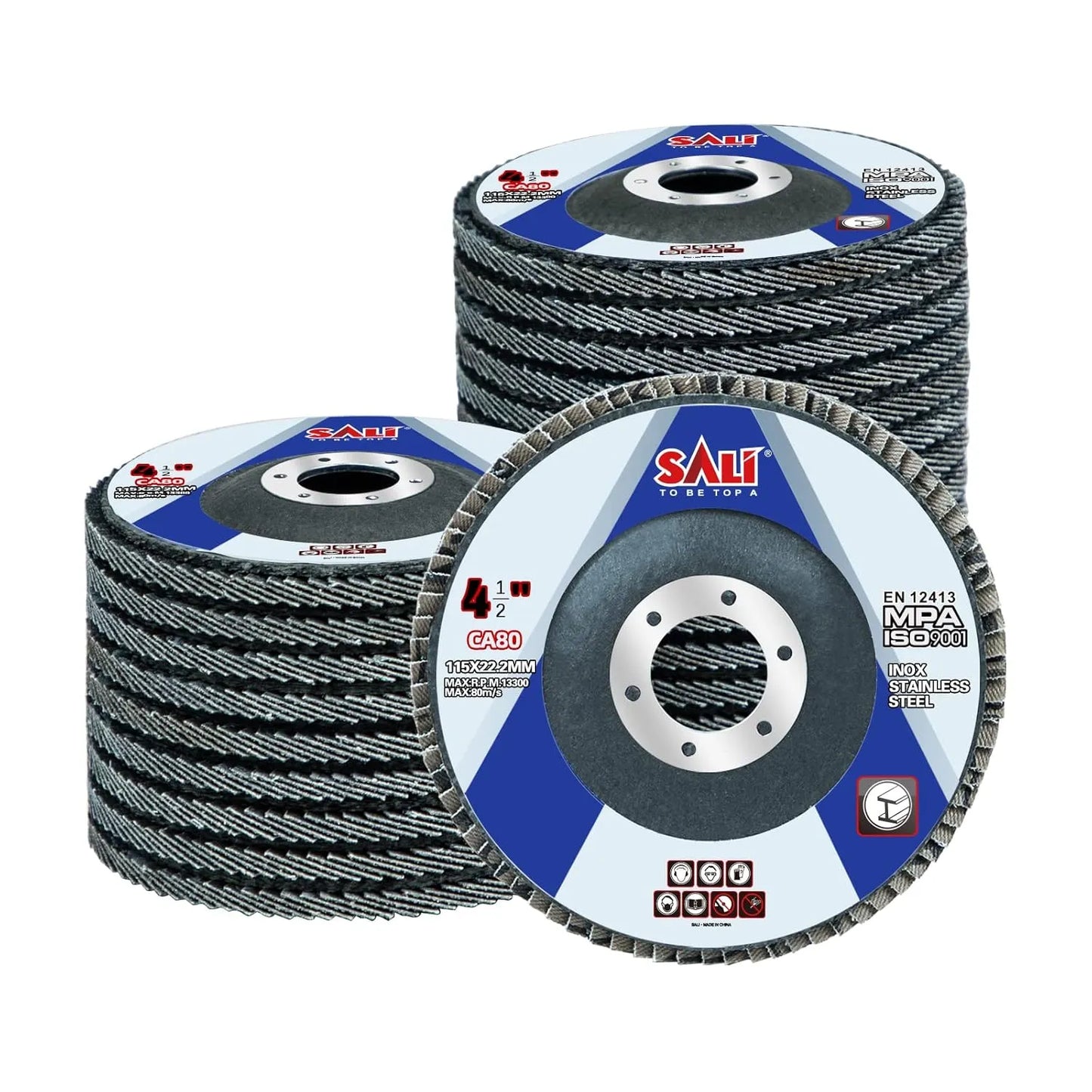 Sali 24 Pack Flap Disc 80 Grit 4.5" x 7/8-Inch Sanding Disc Bevel Type #29 Premium and Industrial Grade Angle Grinder Grinding Wheel High Performance Edge Grinding