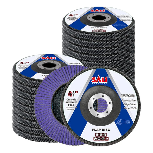 Sali 24 Pack Ceramic Flap Disc 120 Grit 4.5" x 7/8 Inch Sanding Disc Bevel Type #29 Premium and Industrial Grade Angle Grinder Grinding Wheel High Performance Edge Grinding Purple