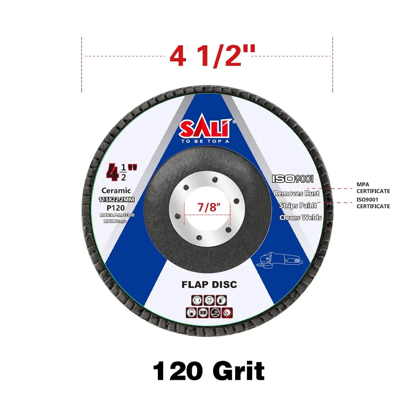 Sali 24 Pack Ceramic Flap Disc 120 Grit 4.5" x 7/8 Inch Sanding Disc Bevel Type #29 Premium and Industrial Grade Angle Grinder Grinding Wheel High Performance Edge Grinding Purple