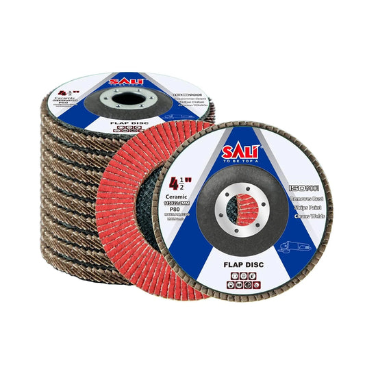 Sali 10 Pack Ceramic Flap Disc 80 Grit 4.5" x 7/8 Inch Sanding Disc Bevel Type #29 Premium and Industrial Grade Angle Grinder Grinding Wheel High Performance Edge Grinding