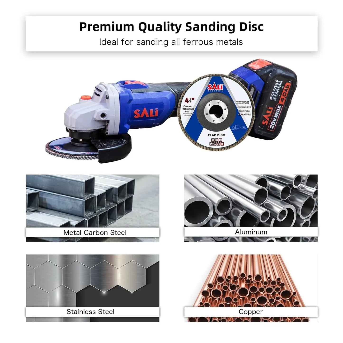 Sali 10 Pack Ceramic Flap Disc 80 Grit 4.5" x 7/8 Inch Sanding Disc Bevel Type #29 Premium and Industrial Grade Angle Grinder Grinding Wheel High Performance Edge Grinding