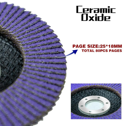Sali 10 Pack Ceramic Flap Disc 80 Grit 4.5" x 7/8 Inch Sanding Disc Bevel Type #29 Premium and Industrial Grade Angle Grinder Grinding Wheel High Performance Edge Grinding Purple