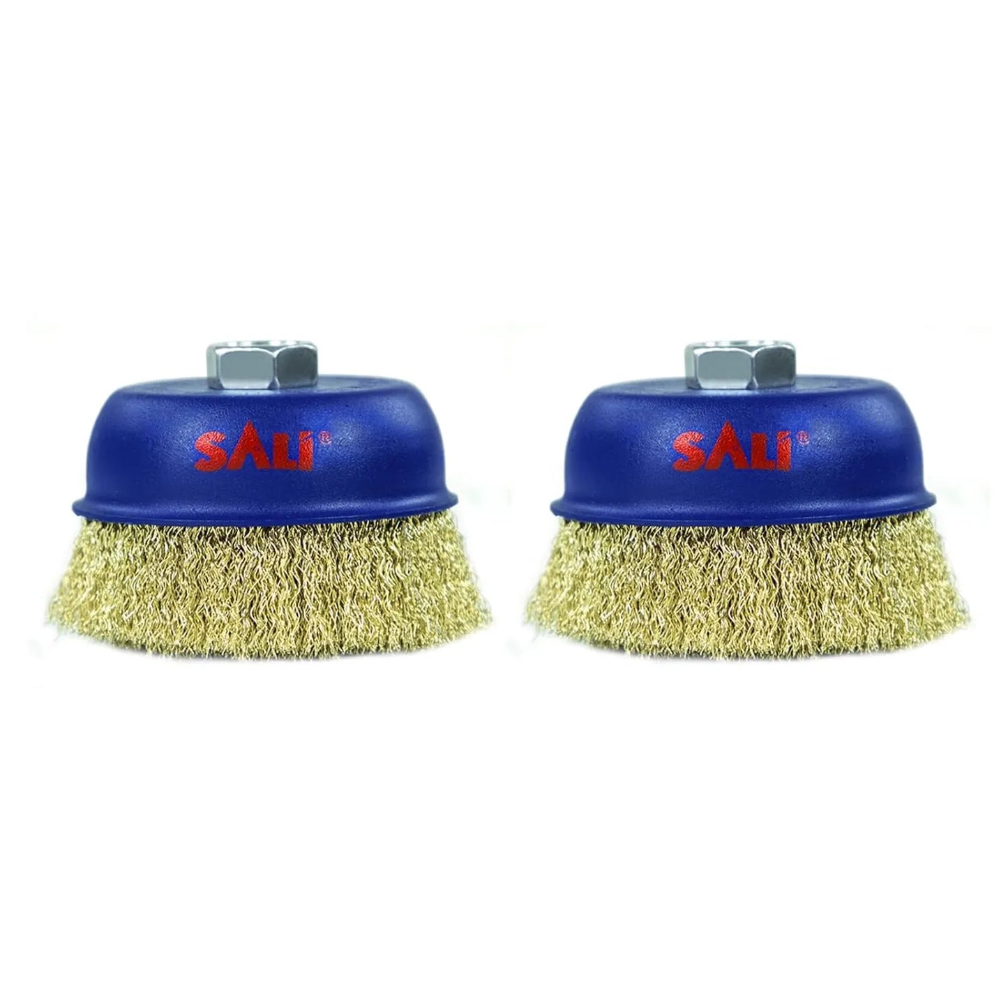 SALI 2 Pack Wire Cup Brush, 4 Inch Coarse Crimped Cup Brush for Grinders, with 5/8 Inch Arbor for Heavy Cleaning Rust, Stripping and Abrasive, for Angle Grinder